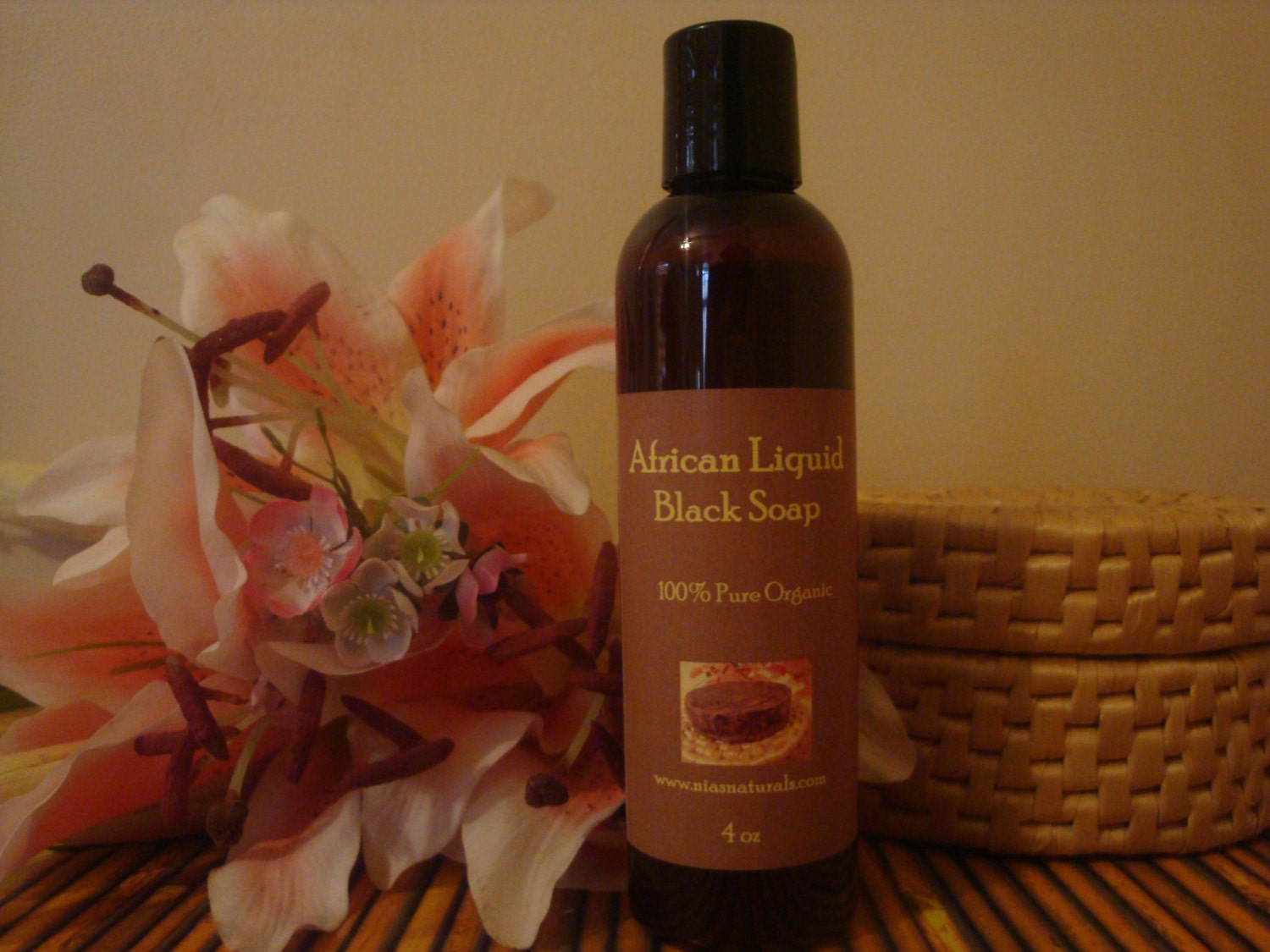 4 oz Organic Raw Vegan  African Black Liquid Soap