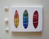 Acrylic Painting - 8 x 10 in - Framed Canvas - The Tail of Three Feathers