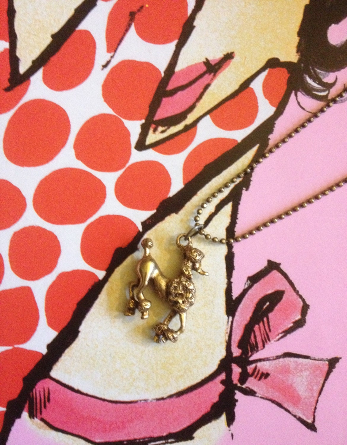 Vintage Poodle Charm on a Modern 30 inch chain