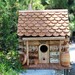 Log Cabin birdhouse, wood and wine corks