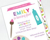 Art Party Girl Birthday Invitation - Custom Kids / Childrens Birthday Invite Il_170x135