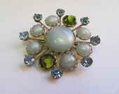 Vintage Green and Blue Brooch
