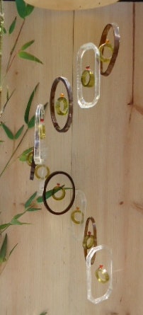 RECYCLING BOTTLES into windchimes, eco friendly and green, mobiles, wind chime, mobile garden decor 36