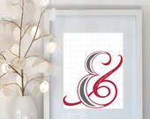 Valentine Gift - Wedding Gift - Personalized Couple's Art Print 8 x 10 Ampersand - Just Married Wedding Gift