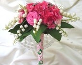 Pink Bridal Brooch Bouquet, Pink Wedding Bouquet, Preppy Bride Brooch Bouquet, READY TO SHIP