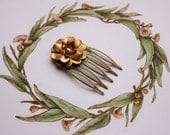 Climbing Rose, Set of 2 Mini Hair Combs in Reclaimed Vintage Brass