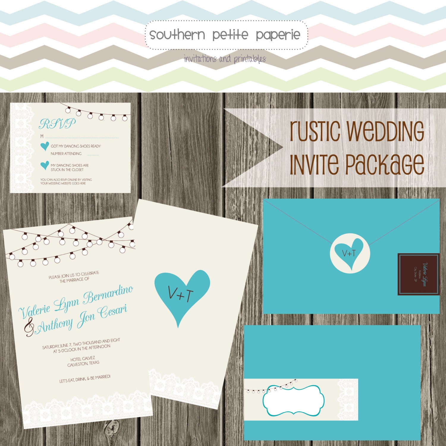 Printable Rustic Heart Wedding Package