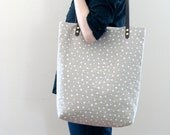 Market Tote Screen Print Natural Linen Weekender Bag Carryall