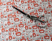 Retro Vases Fabric, Fat Quarter in Tomato Red