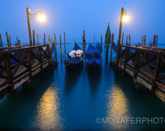 Venice Home Decor Gondola fog Print Fine Art Print 12x18 20x30 Photography Venice waterfront Gondolas Print