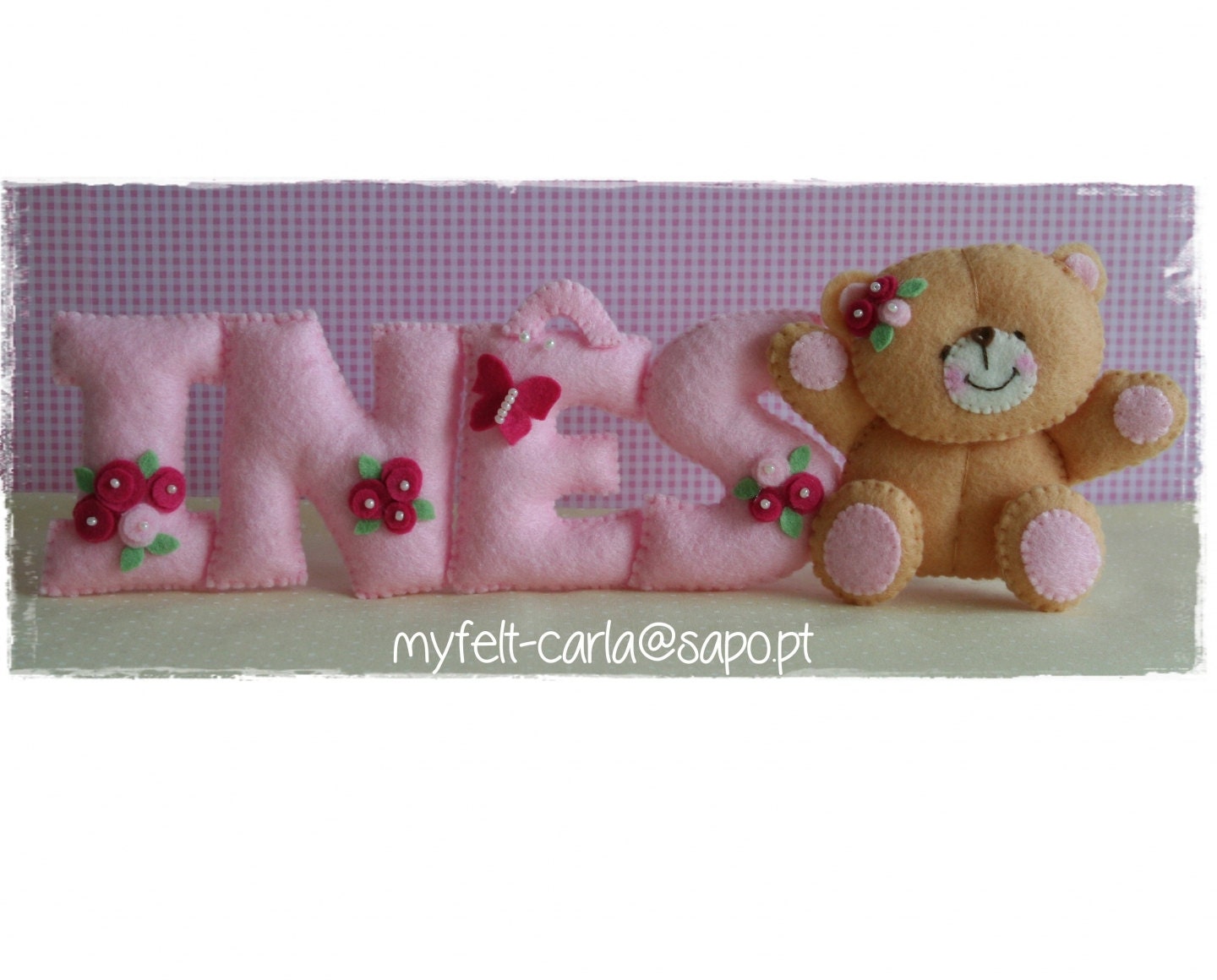 Felt Name Banner, 4 letters, Bear, Custom Name Decor, Custom Kid's decor, Personalized Baby Decor, Children Room Decor, Nursery Decoration