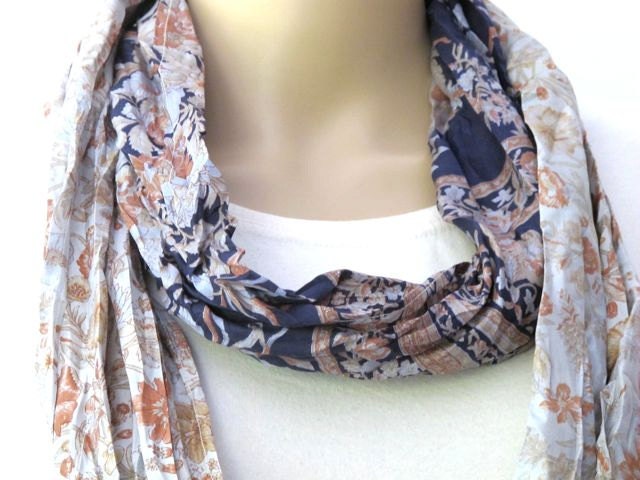 Summer Scarf, Silk scarf, Infinity Scarf, Sari scarf