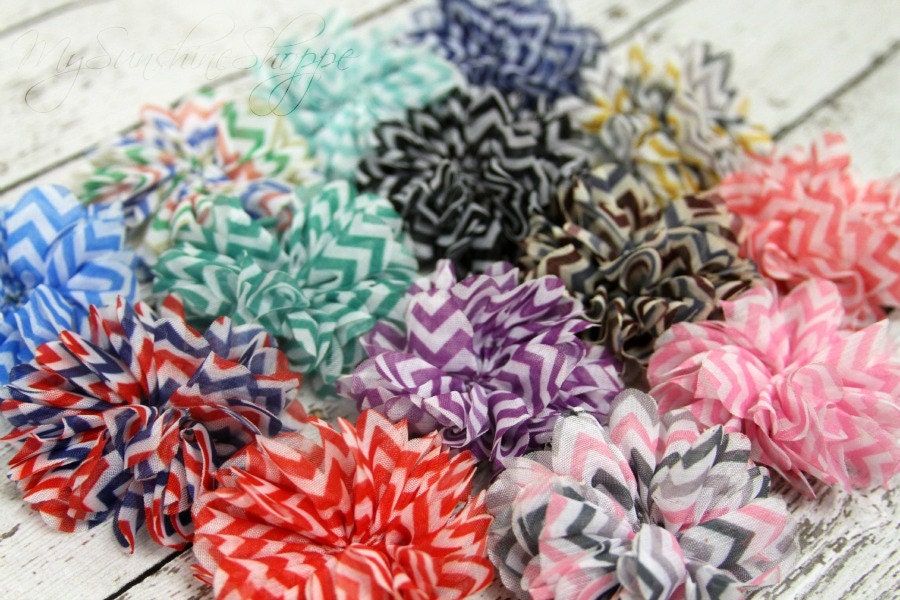 NEW - CHEVRON Chiffon Blossom Flowers - set of 12