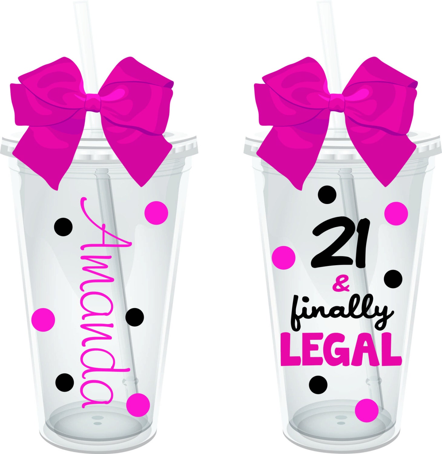 Personalized Birthday Party Tumbler Gift 21 AND FINALLYLEGAL 16 oz. Acrylic Tumbler