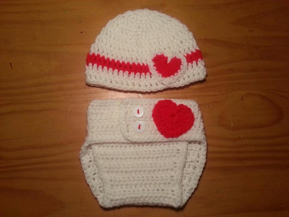 Cupid Set Heart Hat Diaper Cover - Newborn Beanie Boy Girl Costume Halloween Thanksgiving Photo Prop Christmas Gift Winter Outfit