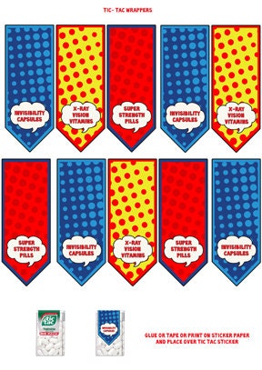Superhero capsules - Tic Tac box wrapper- digital file
