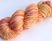 Kettle Dyed Sock Yarn, Superwash Merino and Silk Fingering Weight, in "Ripe Mango"