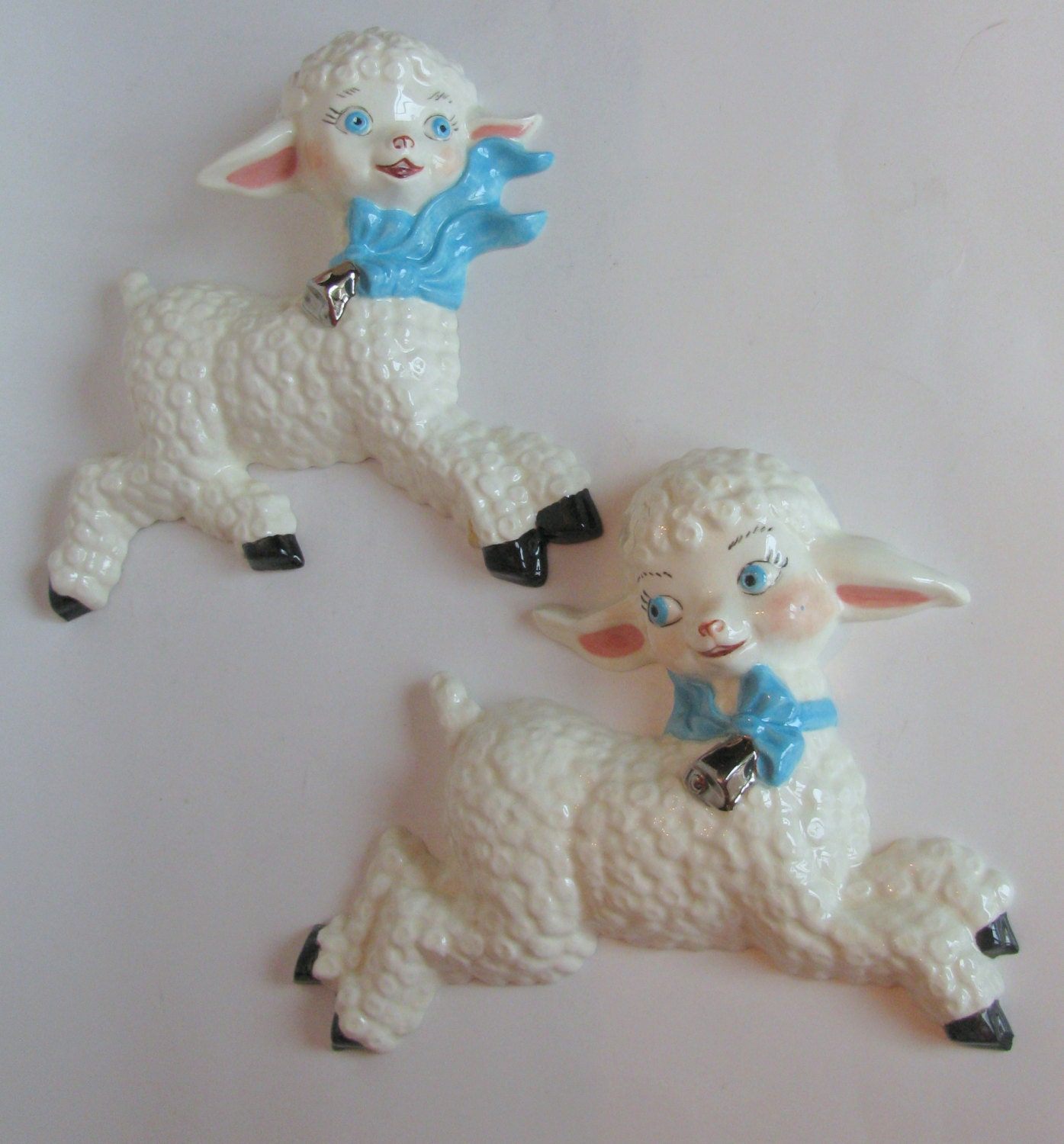 1950s Ceramic Painted Lamb Wall Decor for the Nursery