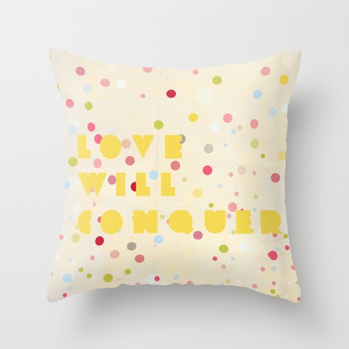 Pillow Cover, Dots Pillow, Throw Pillow, Nursery Room Pillow, 16x16 Pillow Decorative, Home Decor -  Love will conquer