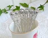 Demitasse coffee spoons vintage  tea spoons chrome plate set of 6