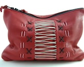 Stitches Leather Statement Clutch