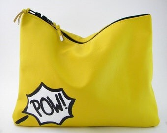 NEW - Comic Leather Statement Clutch