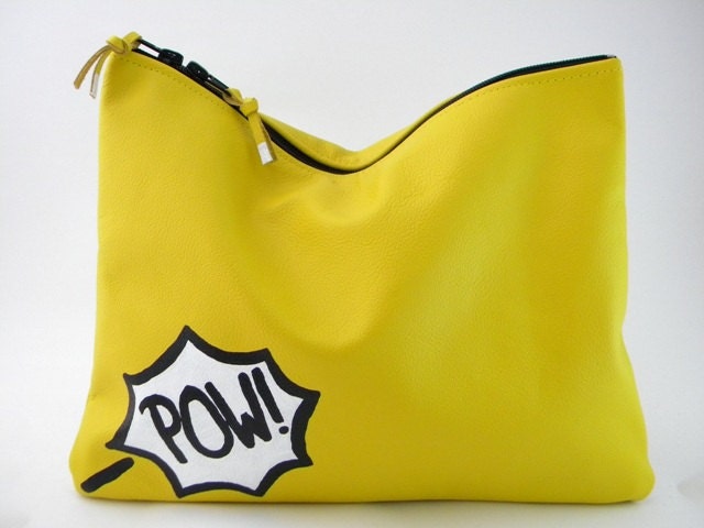 NEW - Comic Leather Statement Clutch