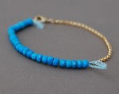 Turquoise Gemstone Beaded Gold  Bracelet also available in Silver