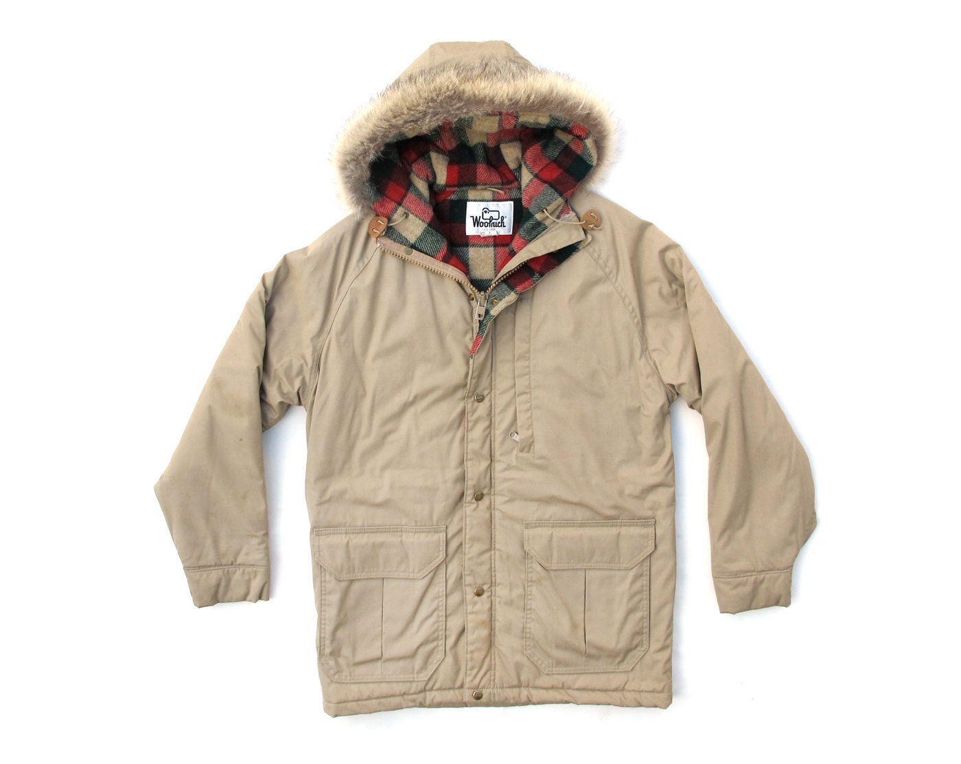 Vintage Woolrich Khaki Coyote Trim Parka