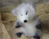 Little arctic fox cub, needle felted toy - MADE TO ORDDER