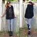 Vintage // Grunge Black Burned Velvet Vest // Gypsy Goth High Collar // Button up Burnt Velvet // Size M