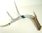 Deer Antler Swarovski Crystal Rhinestones Painted Art Sculpture - Silver, Gray, Navy Blue, Turquoise