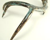 Deer Antler Bronze Copper - Natural Turquoise Patina Painted Art Sculpture