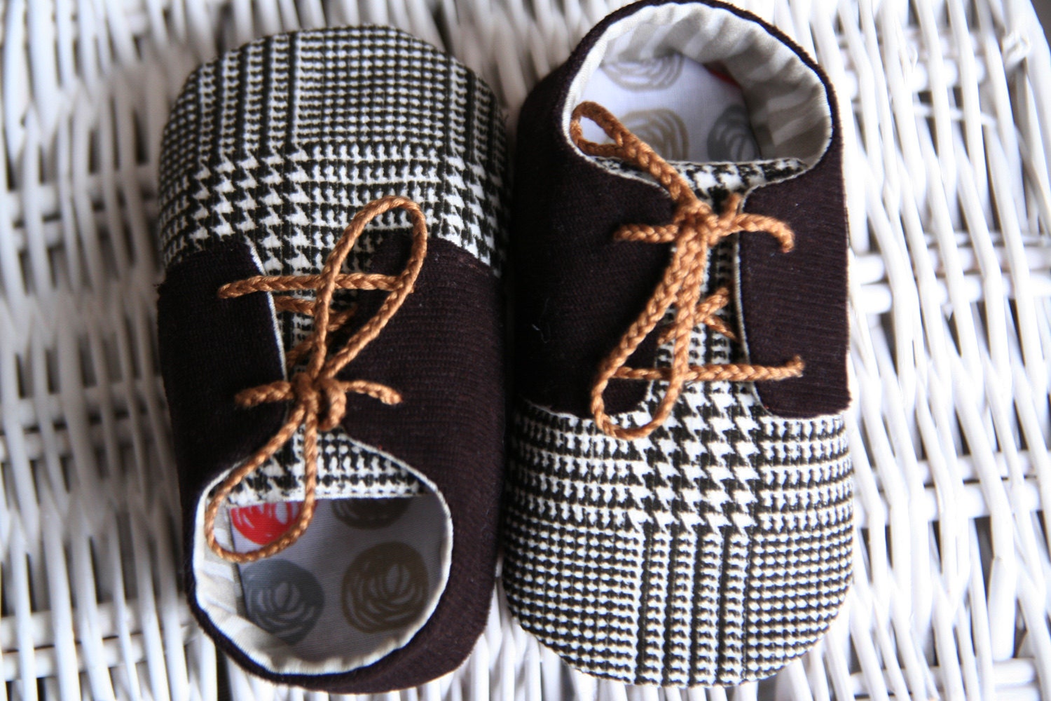 Baby boy oxford shoes -  dark brown & beige corduroy oxfords - MartBabyAccessories
