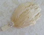 Ivory Nagorie Feather Headband - Baby Headband - Baby Dedication - Wedding - Girls Headband - Photo Prop