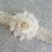 Special - Baby Headband - Ivory Shabby Chiffon Flower w/ Pearl on an Ivory Lace Headband -  Baby Dedicaton - Christening