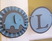 Blue and Grey It's a Boy - Baby Elephant Banner - Elephant Baby Shower Decorations - Custom Name Banner  - Custom Colors