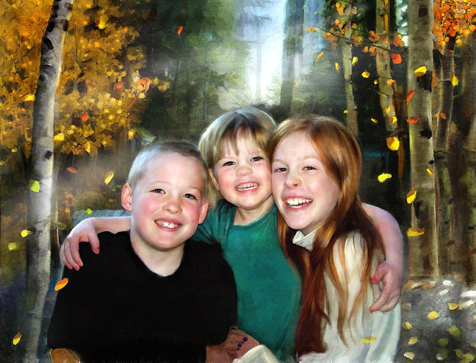 Mother's Day or Father's Day Gift Idea: 11x14" Enhanced Photo Illustration Portrait from Your Own Photo. Custom Fantasy Background Change.