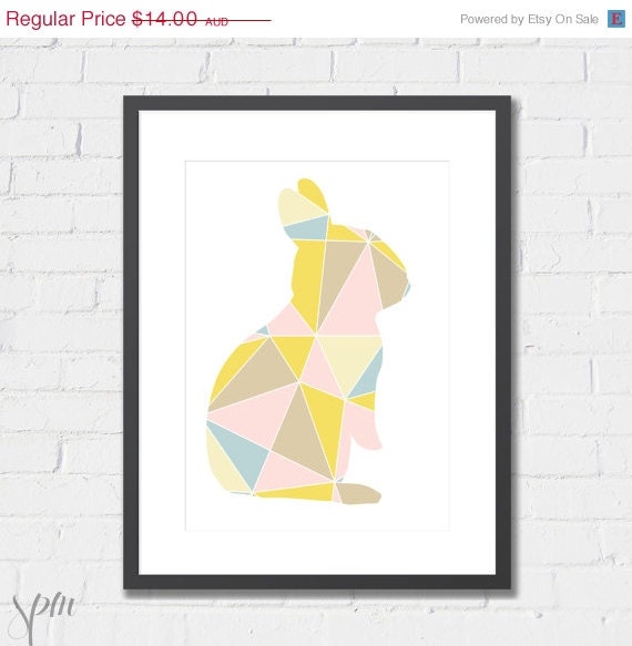 Art Print Nursery Print Geometric Bunny - A4 or 8x10