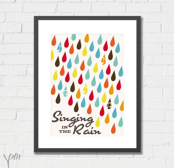 Art Print Lyrics Singing In The Rain 8x10 or A4