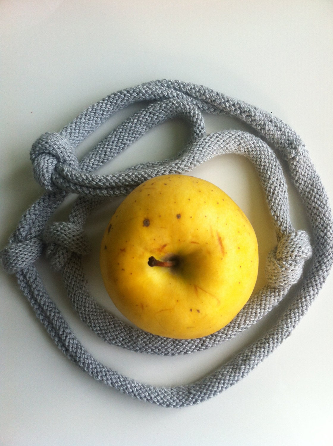 Woman Knitted Necklace made of Pastel Gray Cotton Yarn Unique Handmade Jewelry Perfect Cristmas Gift 2 in stock Long Fashion Accessory