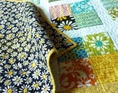 Quilted Lap Quilt Crazy Daisy Strawberry Lemonade
