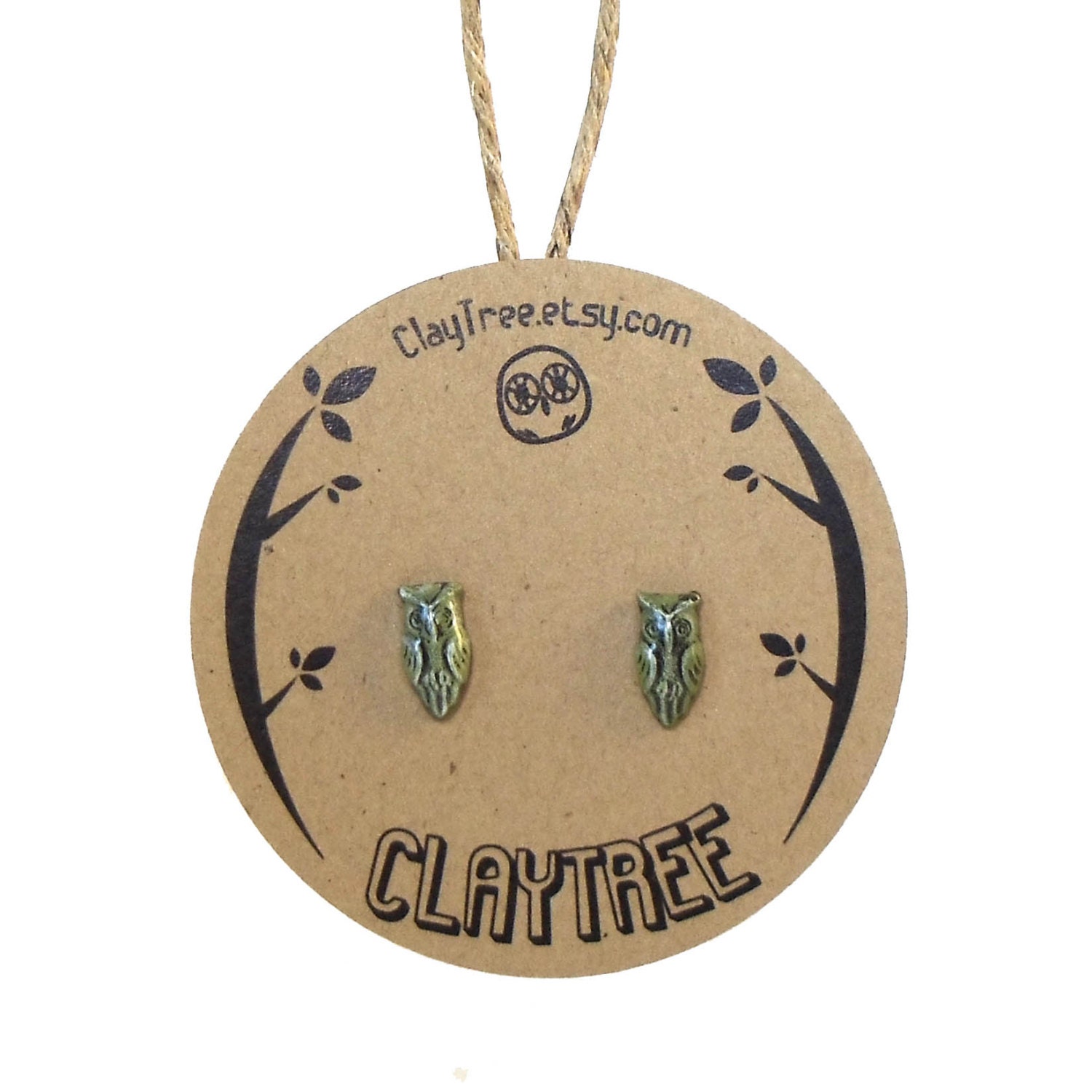 Owl Earrings - Tiny Green Owls - Polymer Clay Nature Studs - Resin Post Earrings - Surgical Steel Studs - Hypoallergenic