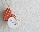 5 love wedding favor boxes . origami heart shape box with tag . bridal shower favors . party favors  -orange polka dot