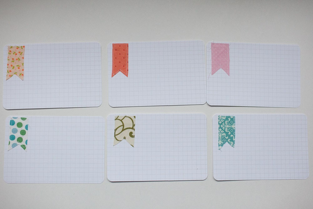 6 pack of 4 by 6 Fabric Embellished Journal Cards perfect for Project Life