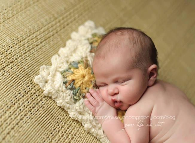 Newborn Photo Prop: Newborn Pillow - Vintage Inspired, Graany Square Crochet Pillow, Boy & Girl Photography Props
