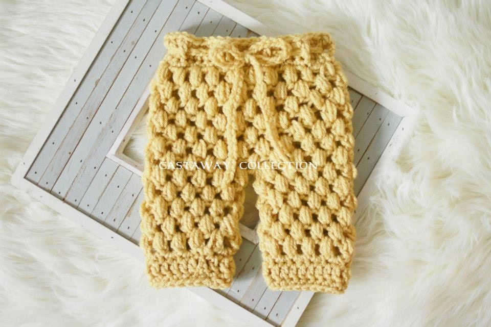 Newborn Pants: Newborn Photo Prop - Vintage Inspired Crochet Pants, Knit Pants, Newborn Bonnet Hat, Boy & Girl Photography Props