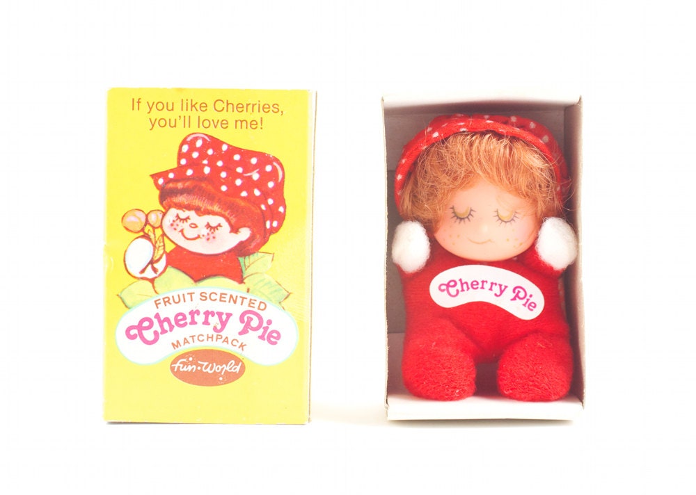 Cherry Pie Matchpack Doll Strawberry Shortcake Look Alike Kitsch Kawaii / Vintage 70s 80s