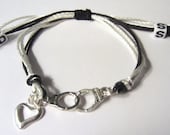 BDSM Handcuff Bracelet, Black and White, Shamballa Bracelet