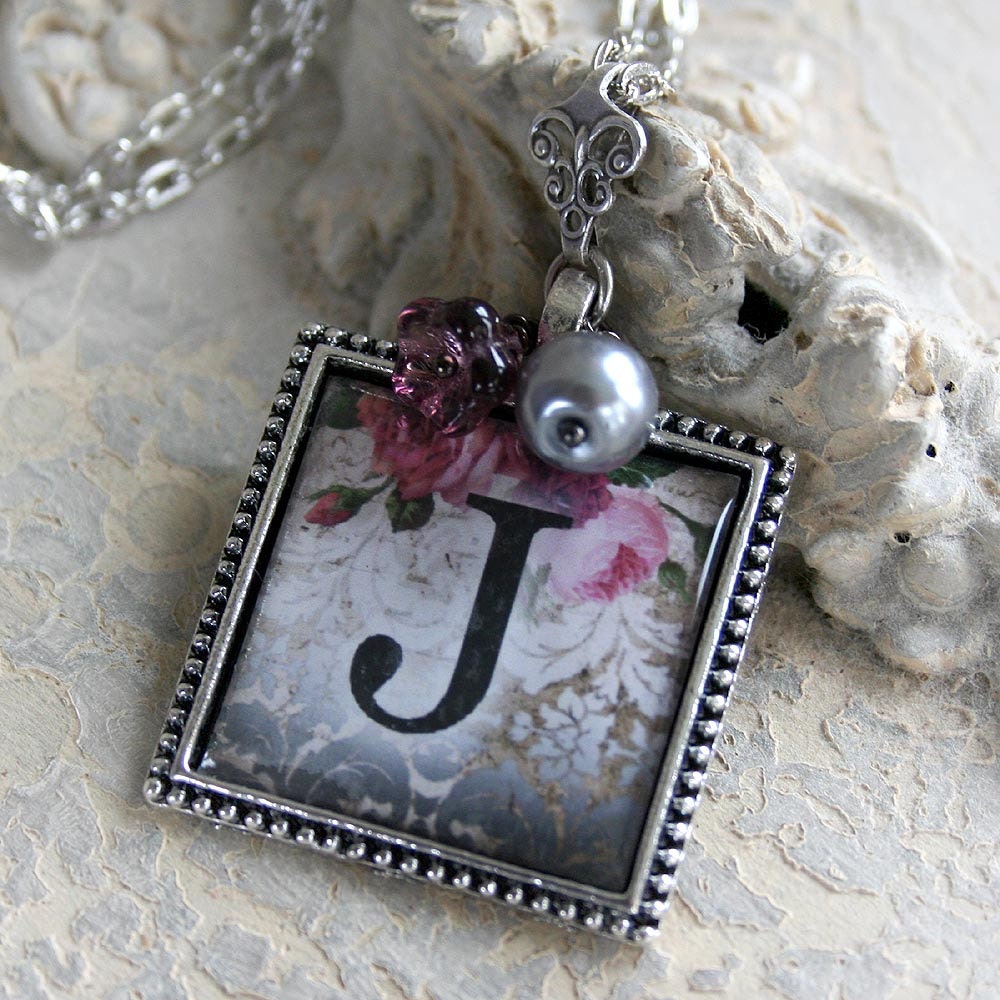 VICTORIAN INITIAL vintage inspired, Victorian initial pendant with your favorite letter, gift boxed gift necklace